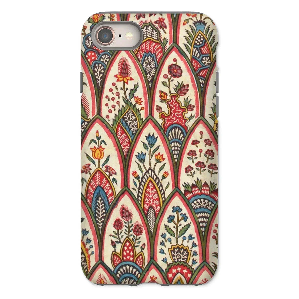 Floral Pattern - Oberkampf & Cie Fabric Iphone Case, 8 / Matte, Phone Case Vintage Floral Pattern Arched Designs Coral