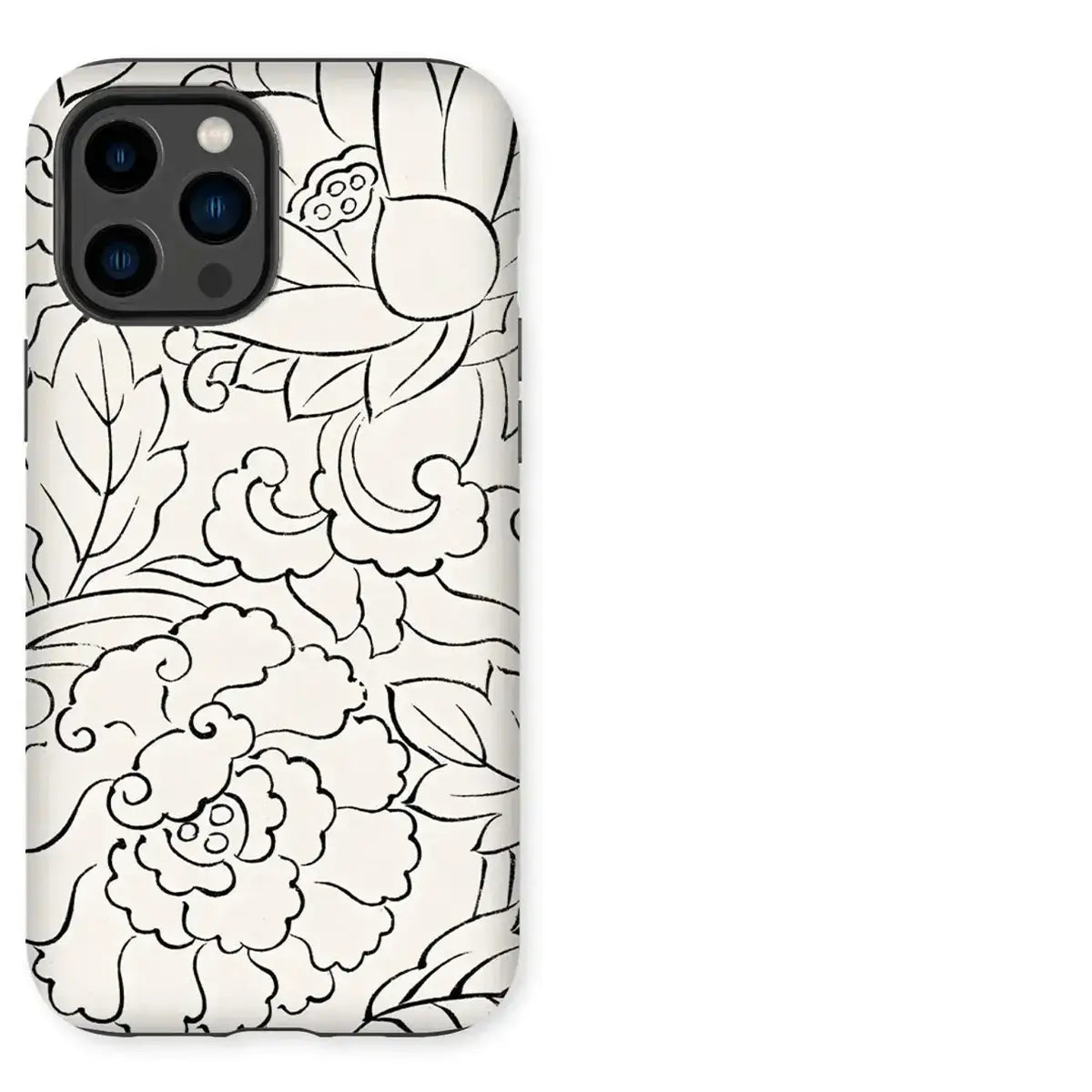 Floral patterned phone case for iPhone, trendy black and white iPhone case design
