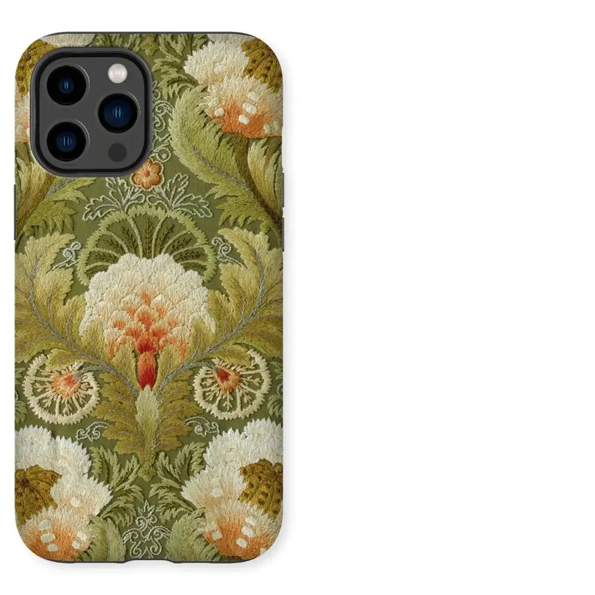 Floral patterned textile art iPhone case showcasing unique art iPhone accessories