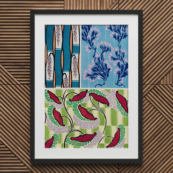 Floréal-dessins & Coloris Nouveaux - E.a. Séguy Art Print, 20x30’’ / 51x76cm / Cadre Noir / Passe-partout de 2’’, Affiches Impressions Œuvre Visuelle,