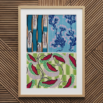 Floréal-dessins & Coloris Nouveaux - E.a. Séguy Art Print, 20x30’’ / 51x76cm / Cadre Naturel / Passe-partout de 2’’, Affiches Impressions Œuvre Visuelle