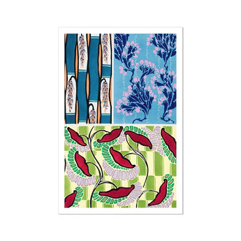 Floréal-dessins & Coloris Nouveaux - E.a. Séguy Art Print, Collection Decorative Floral Plant Patterns Blue Green Red