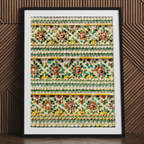 Framed Thai temple mosaic floral art print