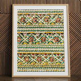 Floral Thai temple mosaic art print, framed