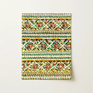 Flower Beds - Floral Thai Temple Mosaic Art Print / Canvas, 12x16’’ / 31x41cm / Unframed / no Border, Posters Prints & Visual Artwork, Toby