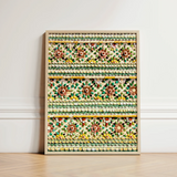 Rectangular Framed Artwork Intricate Floral Patterns Made Layered Thai Temple Aesthetics, Mosaic