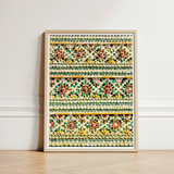 Framed Decorative Wall Art Piece Intricate Three-dimensional Floral Thai Temple Aesthetics, Mosaic