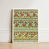Framed Decorative Wall Art Piece Intricate Floral Patterns Thai Temple Aesthetics, Mosaic