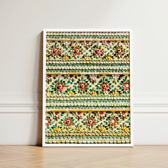 Framed Decorative Wall Art Piece Intricate Floral Patterns Thai Temple Aesthetics, Mosaic
