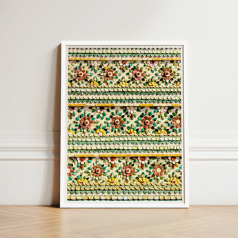 Framed Decorative Wall Art Piece Intricate Three-dimensional Floral Thai Temple Aesthetics, Mosaic