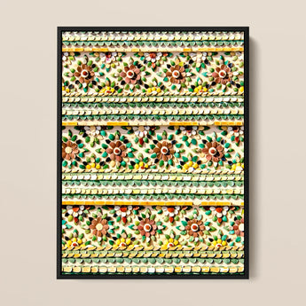 Flower Beds - Floral Thai Temple Mosaic Art Print / Canvas, Thai Temple Aesthetics, Floral Thai Temple, Thai Temple Mosaic