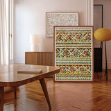 Flower Beds - Floral Thai Temple Mosaic Art Print, Framed Mosaic Artwork Colorful Floral Patterns Arranged Horizontal