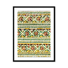 Flower Beds Floral Thai Temple Mosaic Art Print, Framed Decorative Pattern Floral Borders Geometric Stripes