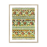 Flower Beds - Floral Thai Temple Mosaic Art Print, Framed Decorative Pattern Floral Borders Green Yellow Red