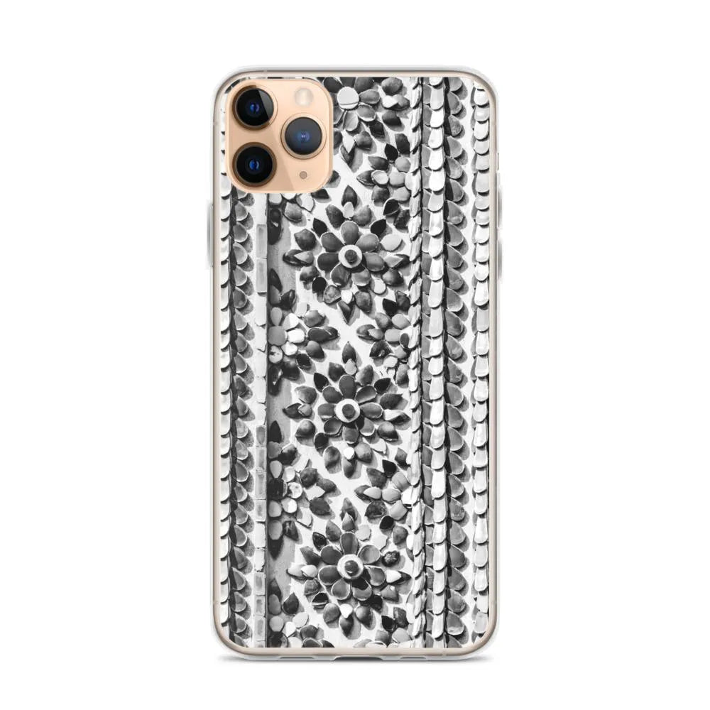 Flower Beds Pattern Iphone Case - Black And White - Iphone 11 Pro Max - Mobile Phone Cases - Aesthetic Art