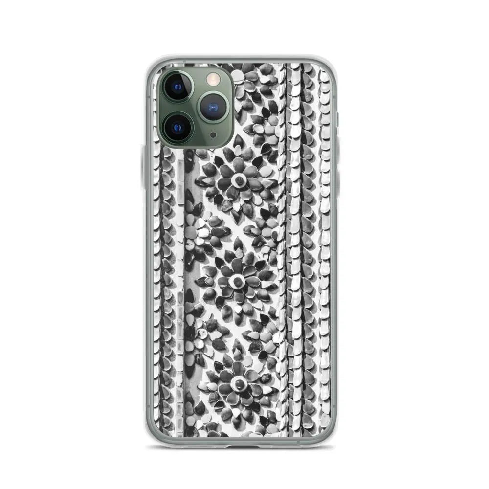 Flower Beds Pattern Iphone Case - Black And White - Iphone 11 Pro - Mobile Phone Cases - Aesthetic Art