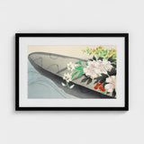 Flower Boat - Kamisaka Sekka Art Print / Canvas Framed Japanese Woodblock Dark Gray Adorned Charts, Tiger Lilies Arched, Ceremonial Hush