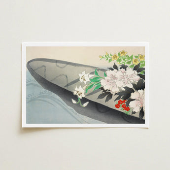 Flower Boat - Kamisaka Sekka Art Print / Canvas Rectangular Traditional Japanese-style Illustration Delicate White Charts, Tiger Lilies