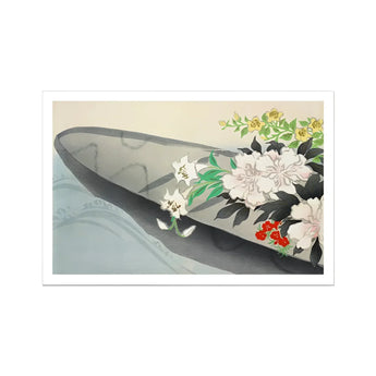Flower Boat - Kamisaka Sekka Art Print / Canvas Floral Arrangement Dark Vessel Kamisaka Sekka Charts, Tiger Lilies Arched, Ceremonial Hush