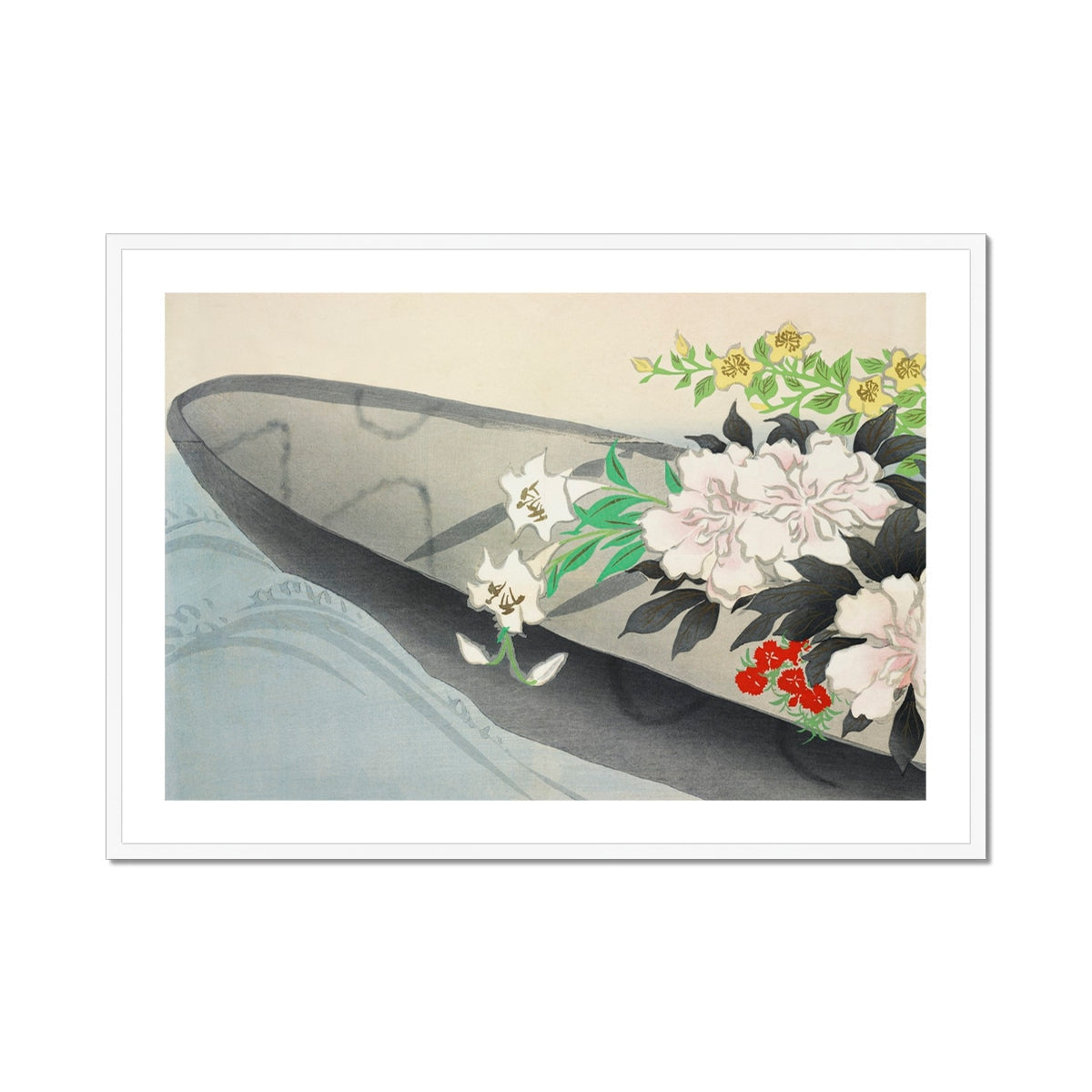 Flower Boat Kamisaka Sekka Art Print, Floral Arrangement Dark Container