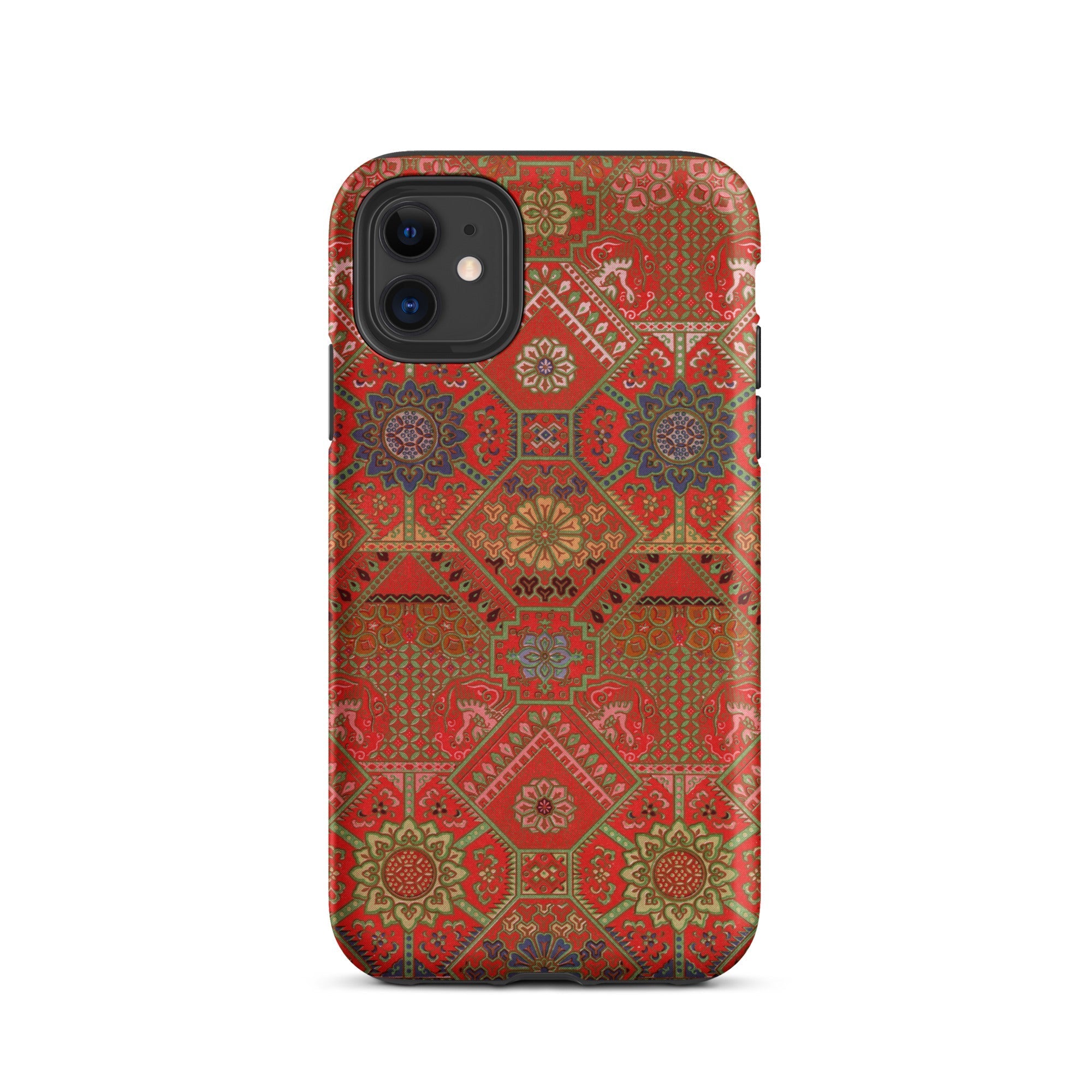 Flower Fan Pattern G.a. Audsley Textile Art Iphone Case, 11 / Matte, Red Patterned Phone Case