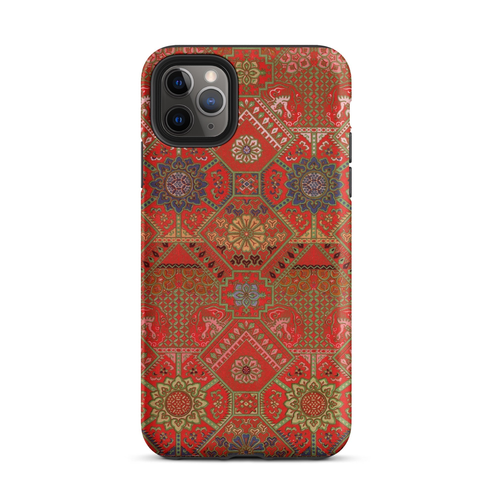 Flower Fan Pattern G.a. Audsley Textile Art Iphone Case, 11 Pro Max / Matte, Red Patterned Smartphone Case