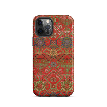 Flower Fan Pattern - G.a. Audsley Textile Art Iphone Case, 12 Pro / Matte, Red Patterned Phone Case