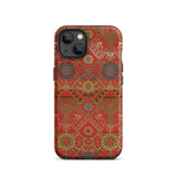 Flower Fan Pattern - G.a. Audsley Textile Art Iphone Case, 13 / Matte, Red Patterned Phone Case