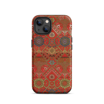 Flower Fan Pattern - G.a. Audsley Textile Art Iphone Case, 13 / Matte, Red Patterned Phone Case