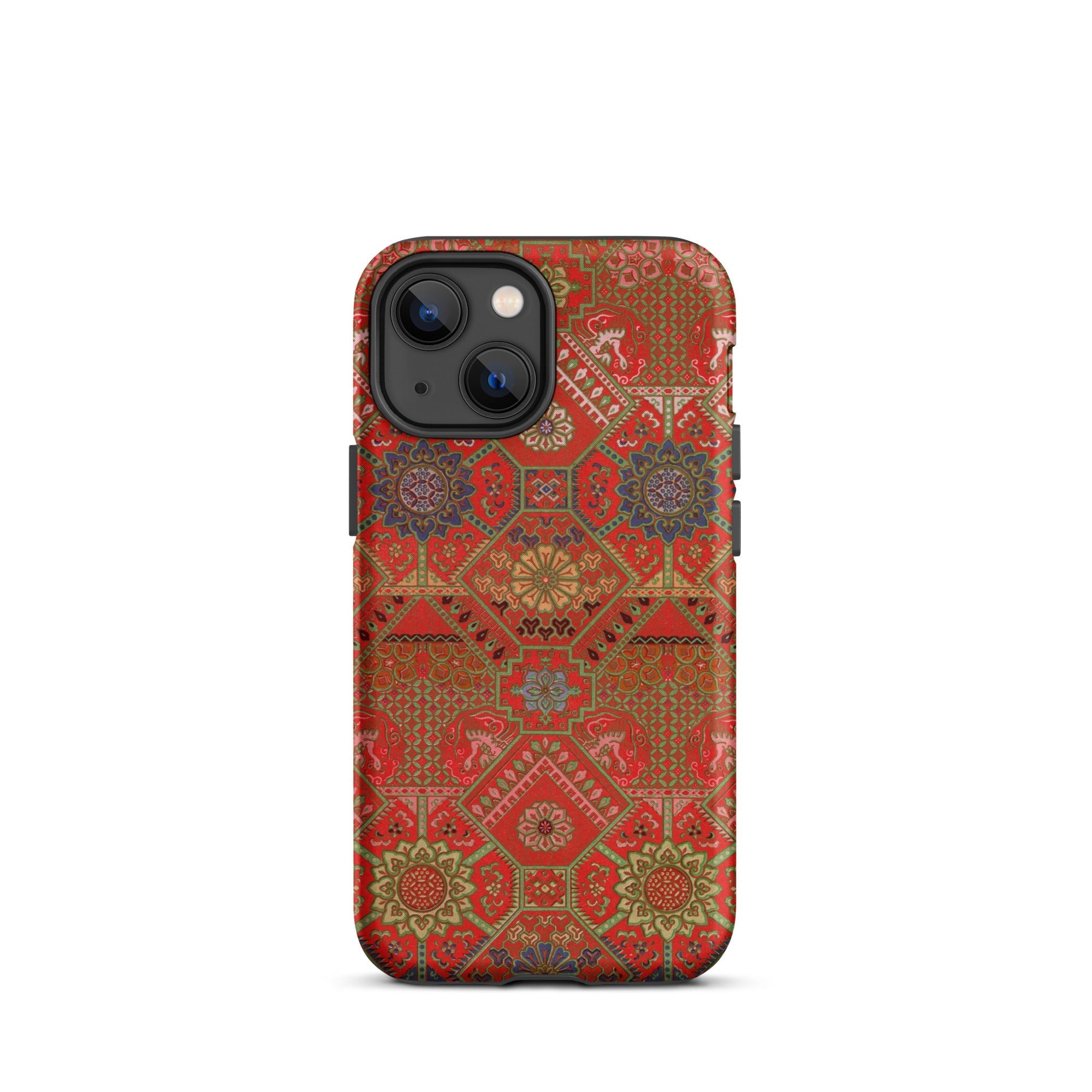 Flower Fan Pattern G.a. Audsley Textile Art Iphone Case, 13 Mini / Matte, Red Patterned Phone Case