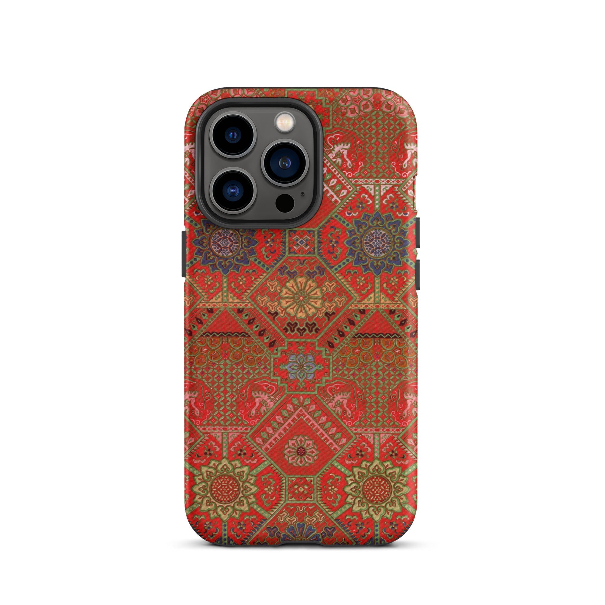 Flower Fan Pattern G.a. Audsley Textile Art Iphone Case, 13 Pro / Matte, Red Patterned Phone Case