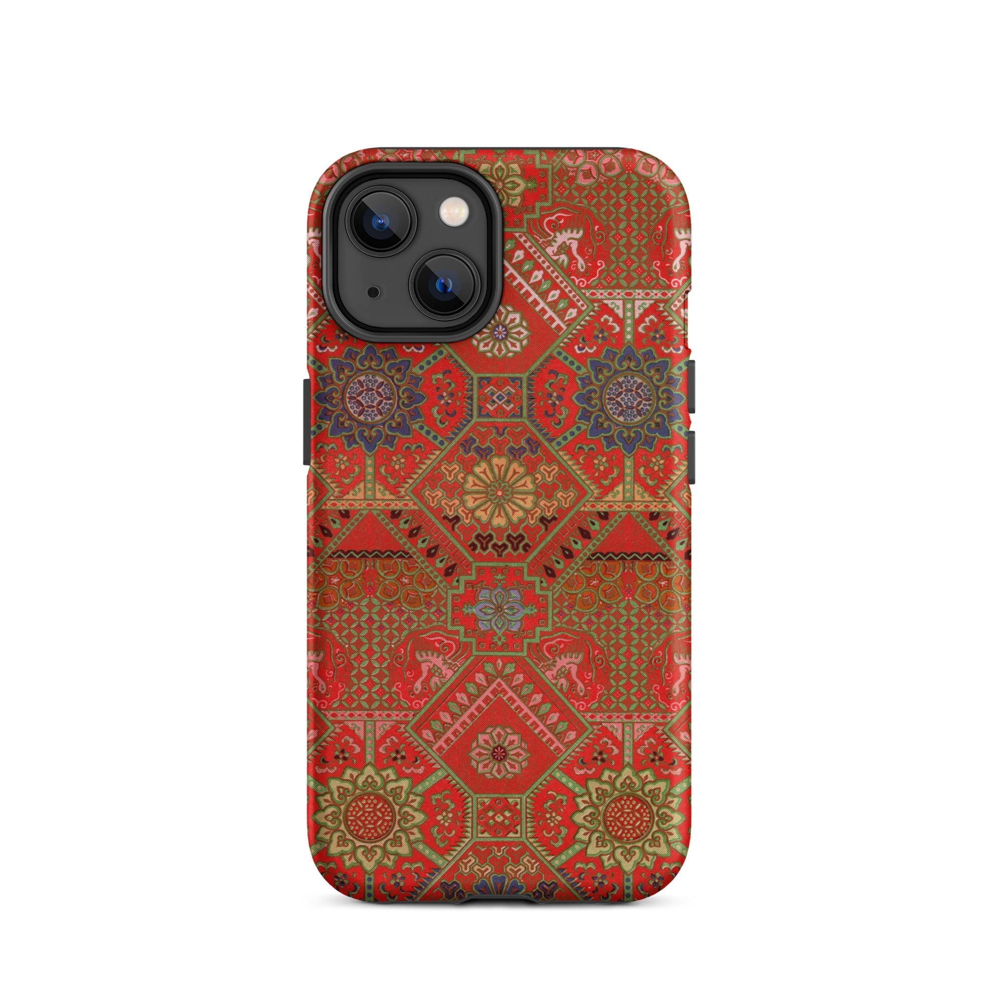 Flower Fan Pattern G.a. Audsley Textile Art Iphone Case, 14 / Matte, Red Patterned Phone Case