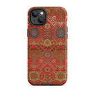 Flower Fan Pattern G.a. Audsley Textile Art Iphone Case, 14 Plus / Matte, Red Patterned Phone Case