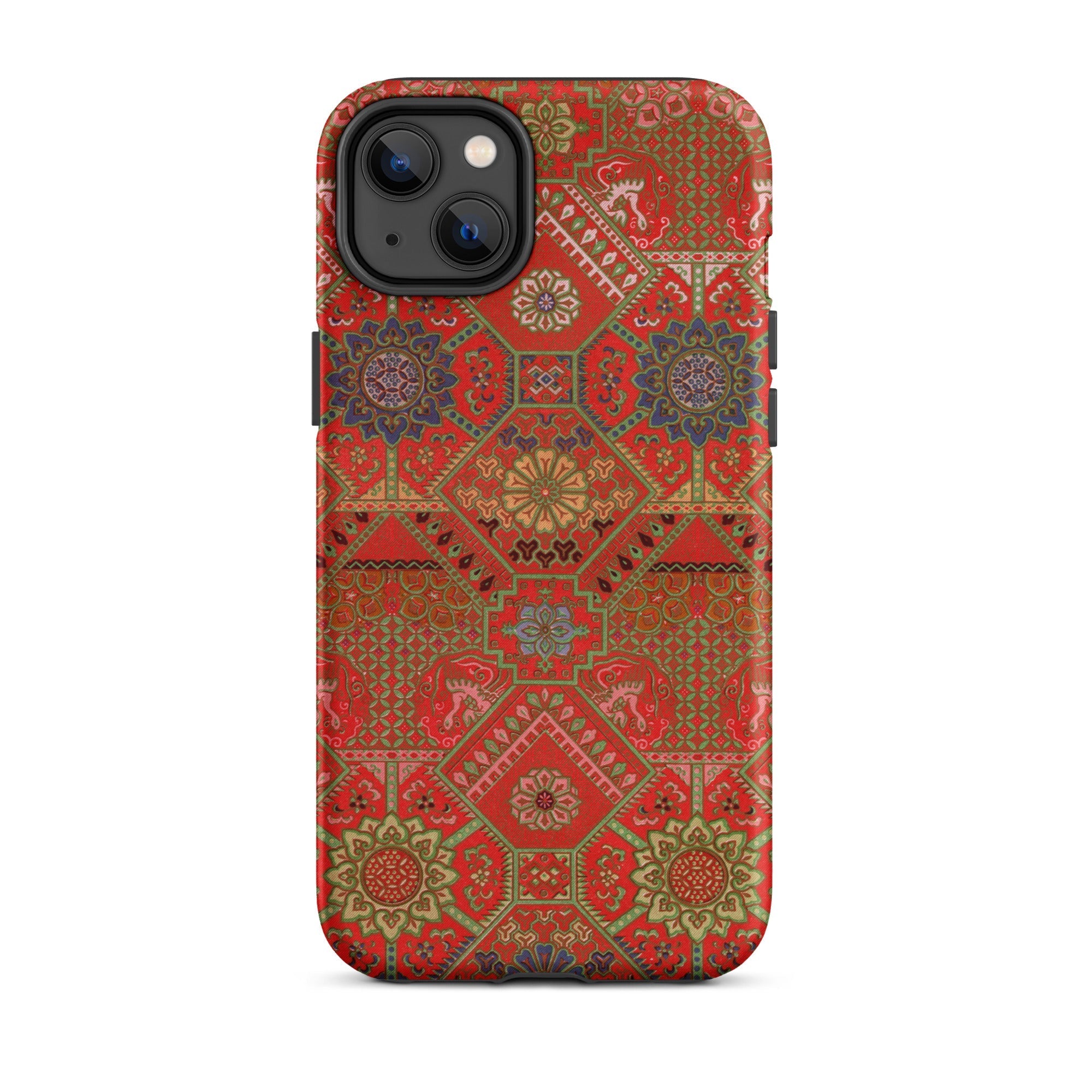 Flower Fan Pattern G.a. Audsley Textile Art Iphone Case, 14 Plus / Matte, Red Patterned Phone Case