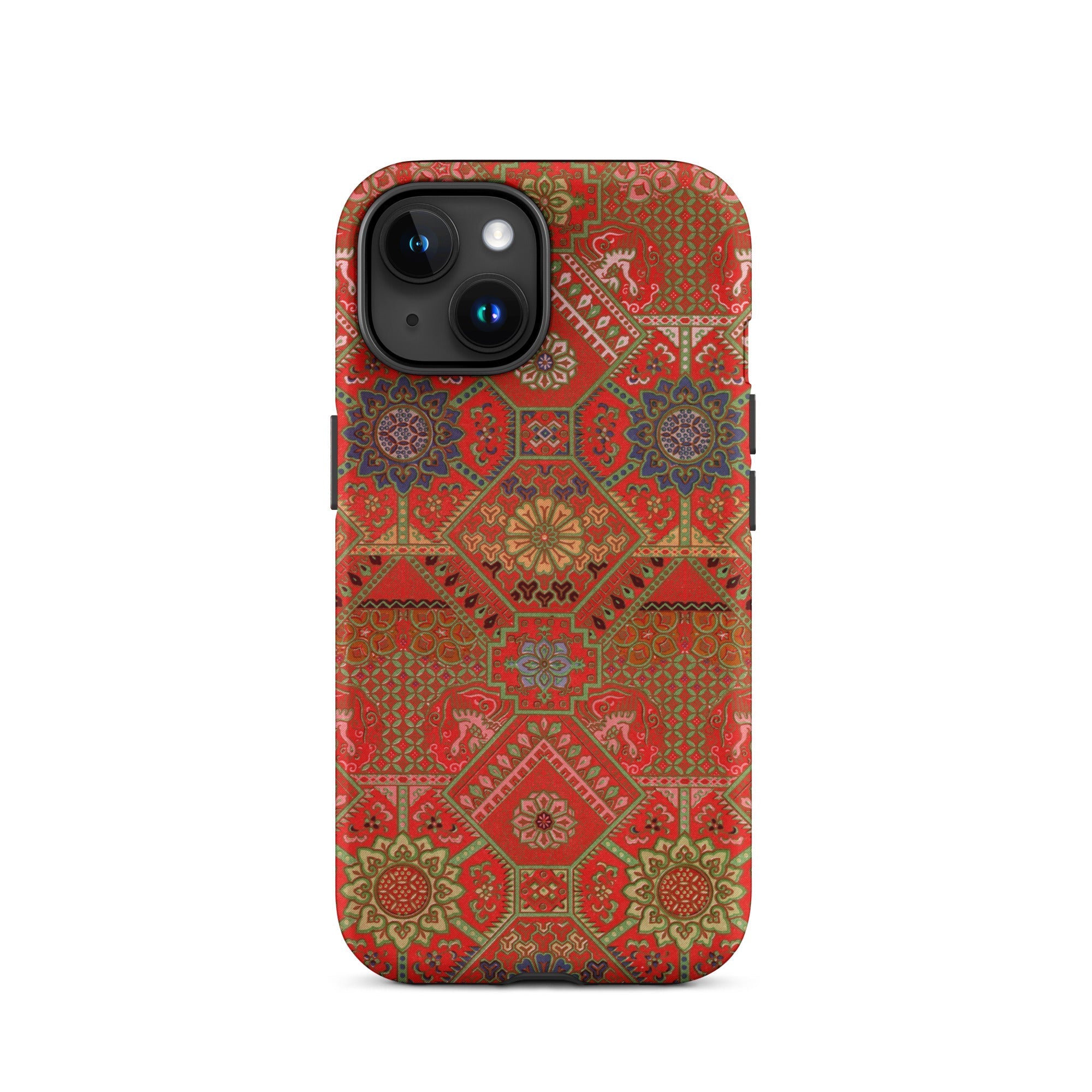 Flower Fan Pattern G.a. Audsley Textile Art Iphone Case, 15 / Matte, Red Patterned Phone Case