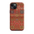 Flower Fan Pattern G.a. Audsley Textile Art Iphone Case, 15 Plus / Matte, Red Patterned Phone Case