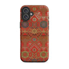 Flower Fan Pattern G.a. Audsley Textile Art Iphone Case, 16 Plus / Matte, Red Patterned Phone Case
