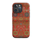 Flower Fan Pattern G.a. Audsley Textile Art Iphone Case, 16 Pro Max / Matte, Red Patterned Phone Case