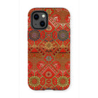 Flower Fan Pattern - G.a. Audsley Textile Art Iphone Case, 13 Mini / Matte, Kite-952583701, Phone Case Ornate Red Gold