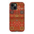 Flower Fan Pattern - G.a. Audsley Textile Art Iphone Case, 14 / Matte, Kite-952583691, Phone Case Ornate Red Gold