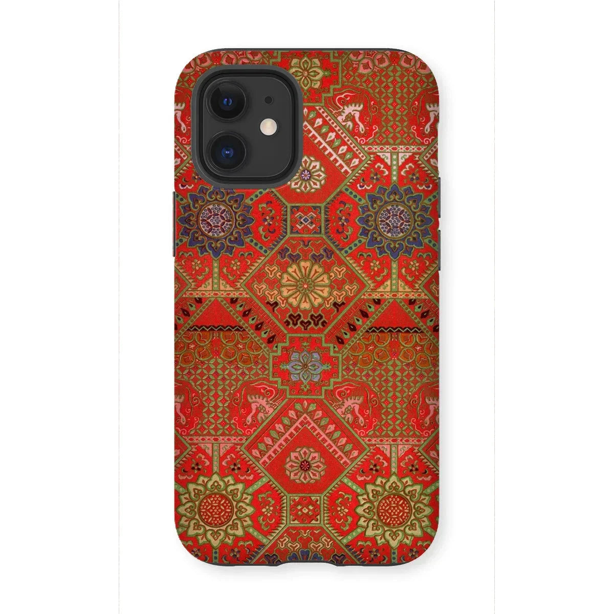 Flower Fan Pattern - G.a. Audsley Textile Art Iphone Case, 12 Mini / Matte, Kite-952583727, Phone Case Ornate Red Gold