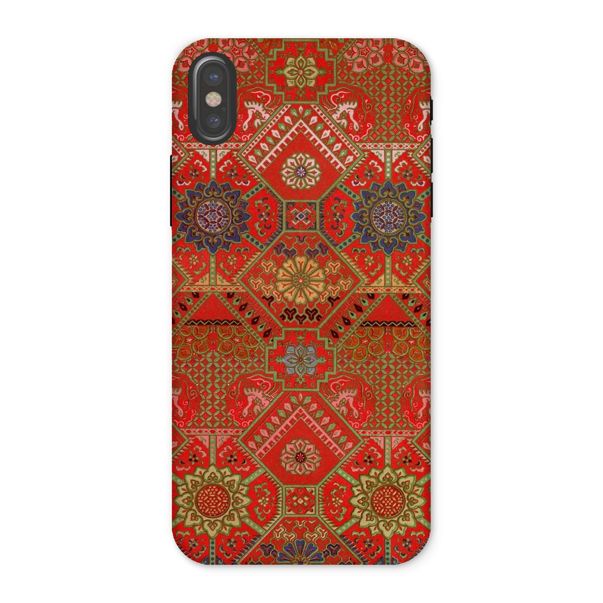Flower Fan Pattern G.a. Audsley Textile Art Iphone Case, x / Matte, Phone Case Ornate Red Gold Persian Carpet Pattern