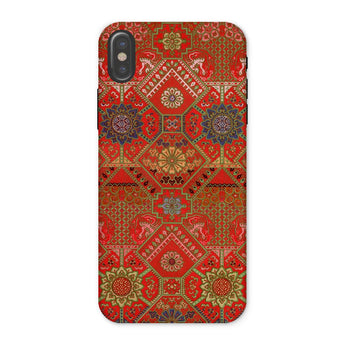 Flower Fan Pattern - G.a. Audsley Textile Art Iphone Case, x / Matte, Phone Case Ornate Red Gold Persian Carpet Pattern