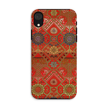 Flower Fan Pattern - G.a. Audsley Textile Art Iphone Case, Xr / Matte, Phone Case Ornate Red Gold Persian Carpet Pattern