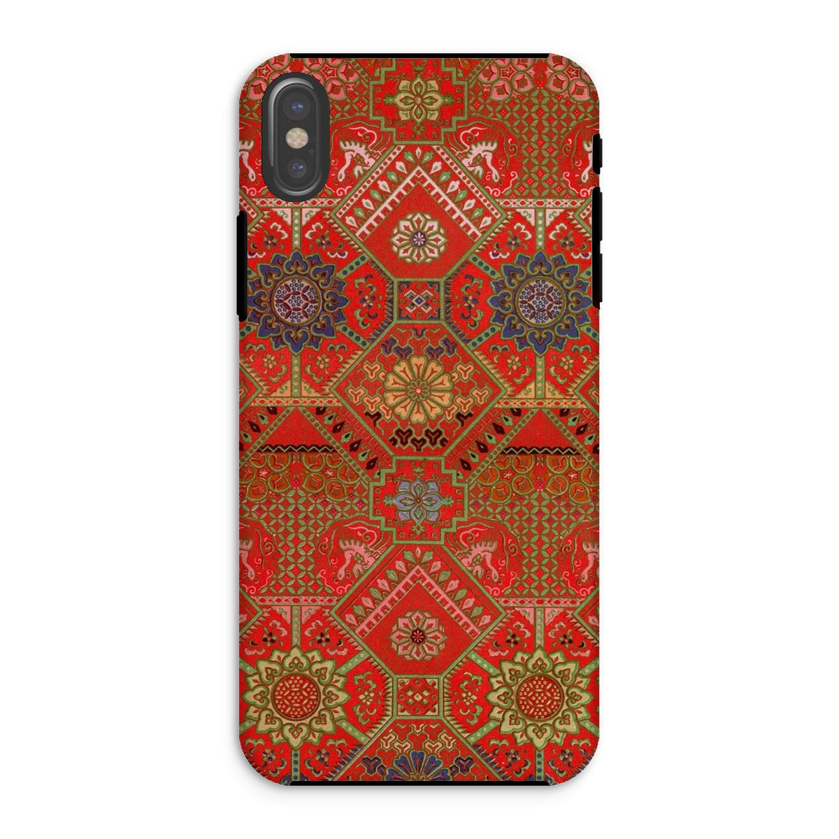 Flower Fan Pattern G.a. Audsley Textile Art Iphone Case, Xs / Matte, Phone Case Ornate Red Gold Middle Eastern Inspired Geometric
