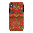 Flower Fan Pattern G.a. Audsley Textile Art Iphone Case, Xs / Matte, Phone Case Ornate Red Gold Middle Eastern Inspired Geometric