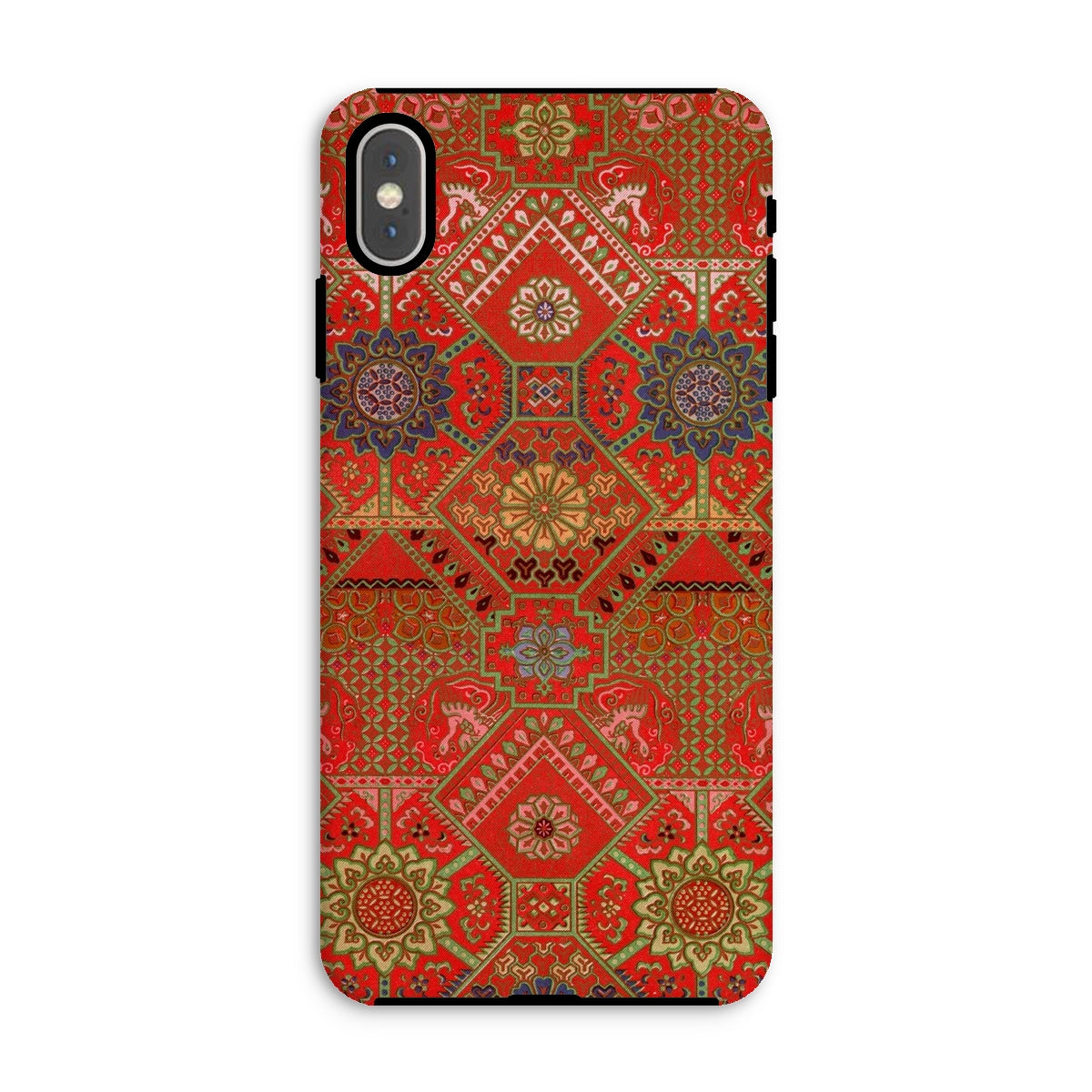Flower Fan Pattern G.a. Audsley Textile Art Iphone Case, Xs Max / Matte, Phone Case Ornate Red Gold Persian Style Carpet Pattern