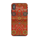Flower Fan Pattern G.a. Audsley Textile Art Iphone Case, Xs Max / Matte, Phone Case Ornate Red Gold Persian Style Carpet Pattern
