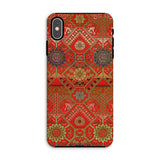 Flower Fan Pattern - G.a. Audsley Textile Art Iphone Case, Xs Max / Matte, Phone Case Ornate Red Gold Persian-style Carpet Pattern