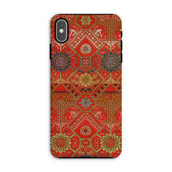 Flower Fan Pattern - G.a. Audsley Textile Art Iphone Case, Xs Max / Matte, Phone Case Ornate Red Gold Persian-style Carpet Pattern